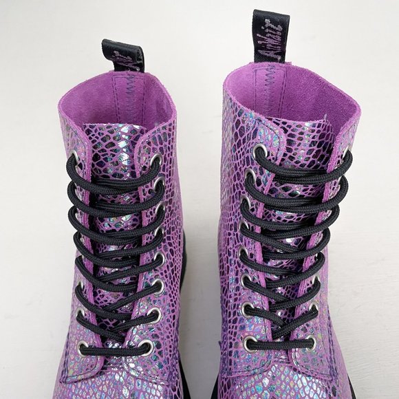 NWOB Dr. Martens Purple Metallic 1460 Pascal Snake Lace Up Boots Women's Size 5 - Picture 4 of 12